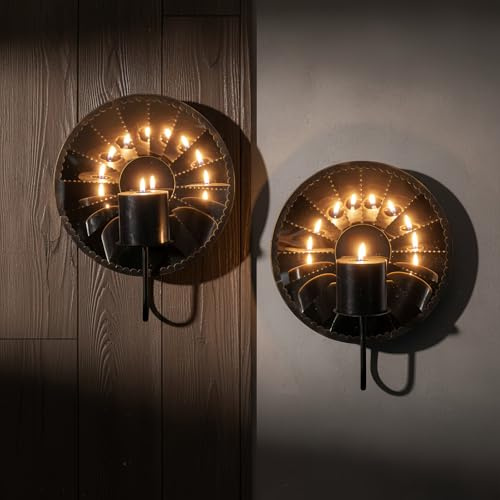 Woparty Candle Sconces,Wall Candle Holder Set of 2, Multi-Angle Light Reflection for Wall Decor Living Room，Dining Room 11.8 H x 10.8 W x 4.9 D