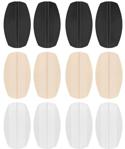 Kioiner Pack of 12 Bra Strap Pads, Silicone Bra Strap Cushions, Bra Strap Cushion Holder, Anti-slip Bra Shoulder Pad Holder, Relieves Pain Shoulder Pads - White, Skin-colored, Black