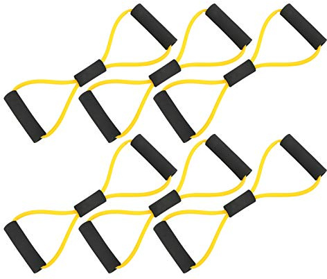 Banda de Resistencia Figura 8 Pulga de Cuerda Fitness Yoga Strap Cinturón TPE Bandas de Resistencia de Gimnasia para el Gimnasio para el Gimnasio Actividades al Aire Libre 6 Piezas (Amarillo)