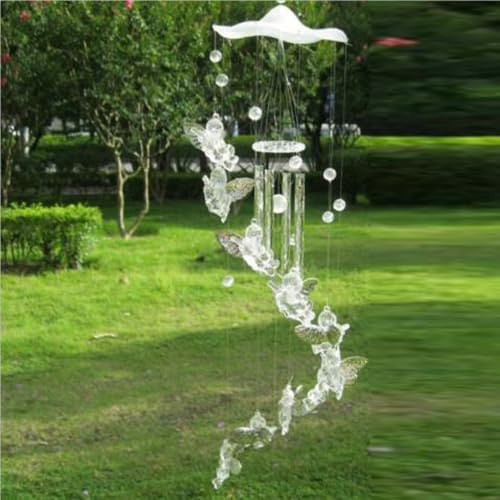 Timbre de viento con temática de ángel que suena con tubos de aluminio resistentes para decoración