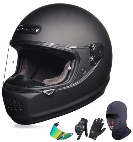 GAORUTO Casco Integral Vintage para Motocicleta para Adultos, Hombre Y Mujer, Casco Jet con 2 Viseras Solares, Casco para Scooter Y Motocross, Homologado Según La Norma ECE 22.06 B,L (57-58cm)