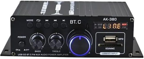 KJUEQ AK380/G8/AK370/AK270/AK170 800W 12V Home Car Hifi Power Amplifier Stereo BASS Audio Amp Speaker Class D Car Home Sound Power Amp(AK370 bluetooth)