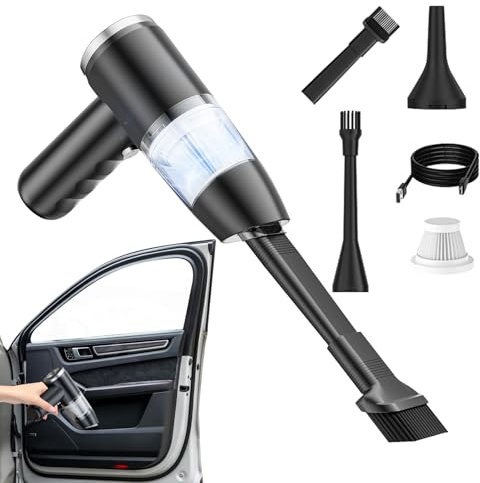Renchey Aspirateur Main Voiture, Aspirateur Domestique, Portable Rechargeable Main Puissant Suction pour Poils Animaux Poussière Tapis Voiture Maison
