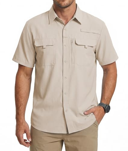 Men's UV Protection Short Sleeve Shirt UPF 50+ Cooling Quick Dry Hiking