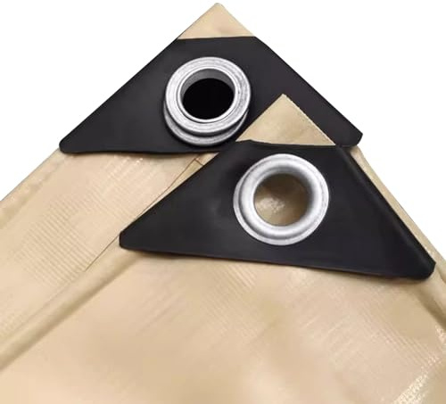 LWJQRSP Heavy Duty Waterproof Tarpaulin Beige Ground Sheet with Eyelets FWAQll Foldable Rainproof Tarp Tent for Outdoor Furniture Customizable Size 1.5x6m