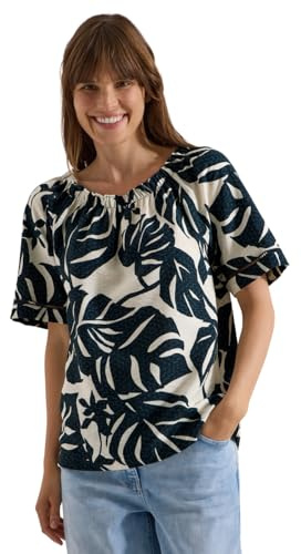 Cecil Camicetta Carmen con Maniche Corte e Stampa a Foglie Palm Breeze Green XXL