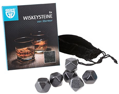 GRÄWE 6 Stück Whiskysteine aus Marmor inkl. Beutel