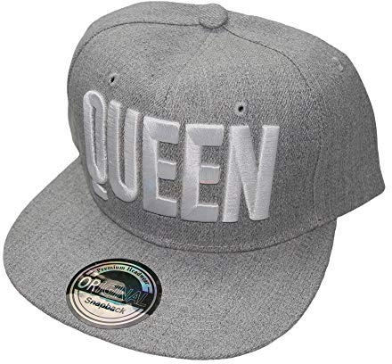 ACC King Queen Snapback Cap Caps Herren Damen (Queen grau weiß)