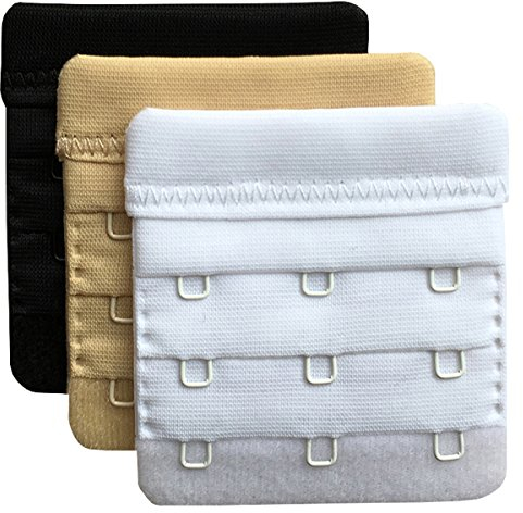 Chanie Women Pack of 3 Soft Comfortable 3 Hooks Bra Extender,6.1cm x 5.8cm