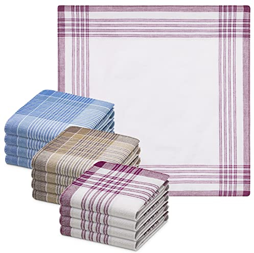 JEMIDI Stofftaschentücher Herren und Damen Baumwolle 12er Pack Stoff Taschentücher 100% Baumwolle Herrentaschentücher Stofftaschentuch in unterschiedlichen Designs, Design 10, 40cm x 40cm