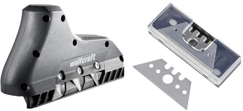wolfcraft 4009000 - Rabot d'Angle Triple + Lames trapèze en boîte 0,50 mm Argent