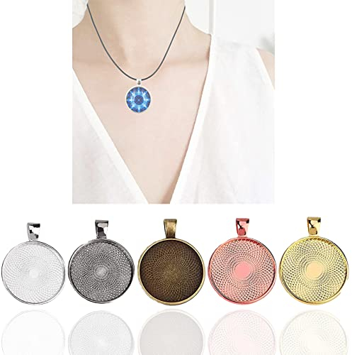 dancepandas Cabochon Rohlinge 50PCS Lünette Anhänger Ketten Basteln Kettenanhänger Schlüsselanhänger Selbst Gestalten Medaillon Basteln Erwachsene Frauen (5 Farben)