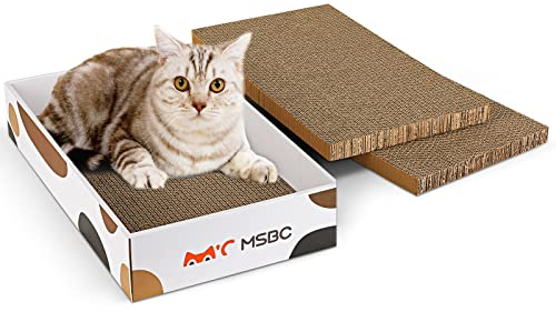 PETTOM 3 Stücke Kratzbretter Katzen, Kratzpappe für Katzen, Katzenkratzbrett aus Pappe, Kratzkarton 43 * 26cm