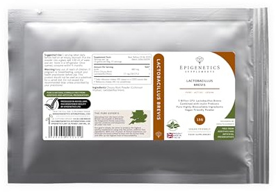 Lactobacillus Brevis 15g | 5 Billion CFU Probiotic + Chicory Root Prebiotic (Inulin) | Vegan Friendly Powder UK Made | 1g Daily (15 Servings)