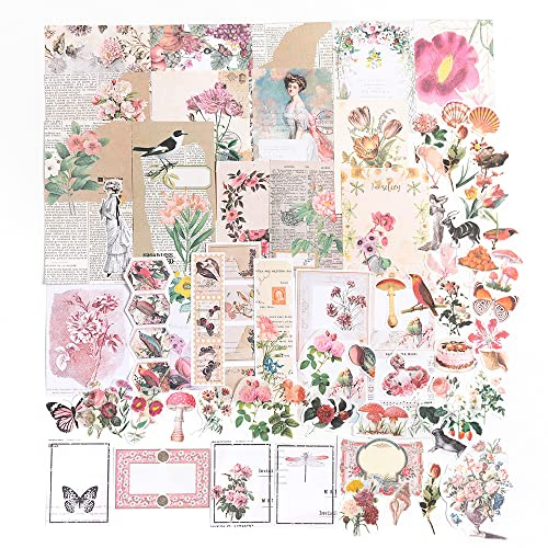 Alideco 200 st vintage scrapbook-klistermärken och washi-papper retro blomma fjäril-klistermärken för scrapbooking journalföring bullet planner-tillbehör