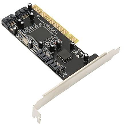 Bewinner PCI-auf-4-Port-SATA-Karte, 4-Kanal-PCI-SATA-Controller mit 1,5-Gbit/s-Übertragung, Festplattenlaufwerk, Einfach zu Installierende SATA-Erweiterungskarte für Desktop-PC