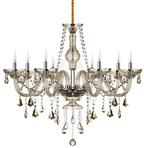 Ridgeyard Lampadario Classico In Cristallo Barocco Lampada Da Soffitto In Vetro Cristallo K9 Illuminazione A Led Da Soffitto Illuminato, 8 Luci, Cognac