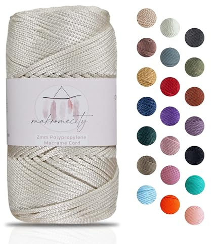 Makromecity makramégarn 2 mm x 115 m premium polyester makramérep polypropylen garn för hantverk heminredning platsplatta axelväska handväska löpare nappkedja 20 färger