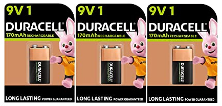 3 x Duracell 9 V wiederaufladbar 170 mAh (3 Blister mit je 1 Batterie) 3 Batterien
