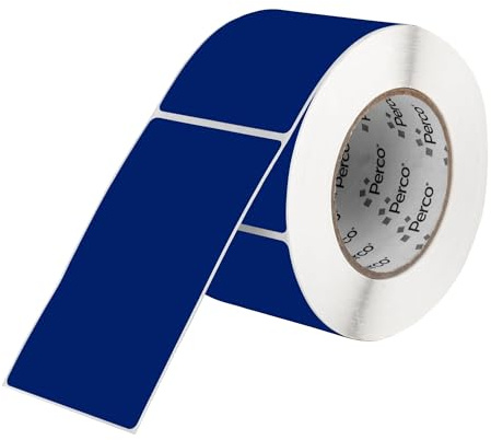 Perco Dark Blue Labels 3x5 Inch 500 Stickers/Roll with Easy Peel Perforation and Strong Adhesion for Inventory Management, Color Coding, Moving Boxes, Retail, Organizing & Crafts – Made in USA