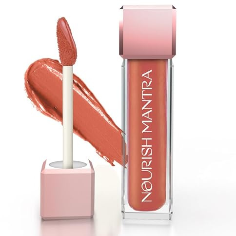 Nourish Mantra Lipstick (3.5ml)/ Creamy Matte Liquid Lipstick with SPF/Water Proof/Smudge Proof/Transfer Proof/Long Lasting/Suits All Skin Tones (Coral - Spice & Shanti)