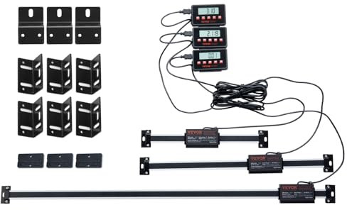 VEVOR Affichage numérique, 152,4, 304,8, 609,6 mm, échelle linéaire 3 axes DRO Kit d'affichage avec supports en forme de L supports en forme de Z plaques épaissies vis bouton