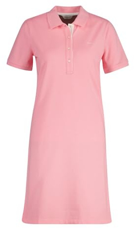 GANT Contrast Collar Pique Polo Dress Vestito, Rosa Geranio, L Donna