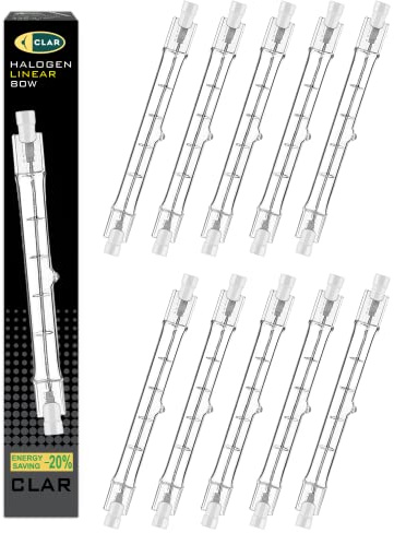 CLAR - Halogen Leuchtmittel 80W R7S 118mm Dimmbar, Halogenstab 78mm, Ersatz Für Halogenstäbe (Pack 10)