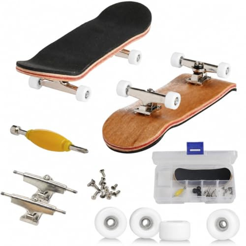 Hominas Mini Fingerboard, Petit Finger Skate en Bois D'érable Doigt Planche à roulettes pour Enfants ou comme Décoration de Skateboard Anniversaires Cadeau (Blanc)