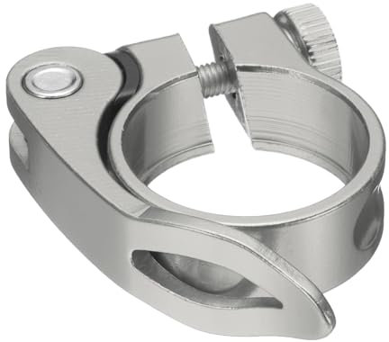 QUARKZMAN Abrazadera de tija de sillín de bicicleta, aleación de aluminio, 31,8 mm, con cierre rápido, para diámetro de 27,2 a 28,6 mm, color plateado