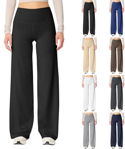 Yogabyxor med raka ben för kvinnor slim fit säckiga träningsbyxor enfärgade elastiska midjebyxor med fickor lätta andningsbara loungebyxor stretchiga plusstorlekar byxor träning säckiga träningsbyxor