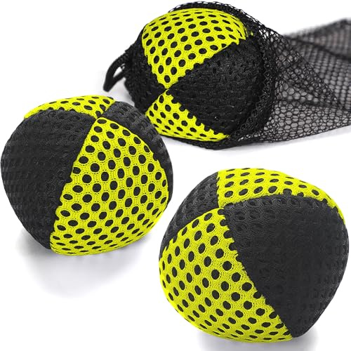 oazoxcx jongleringsbollar för nybörjare och proffs, 2 lager nät och bärväska, jongleringsbollar set om 3, 62 mm jongleringsbollar barn (svart-gul)