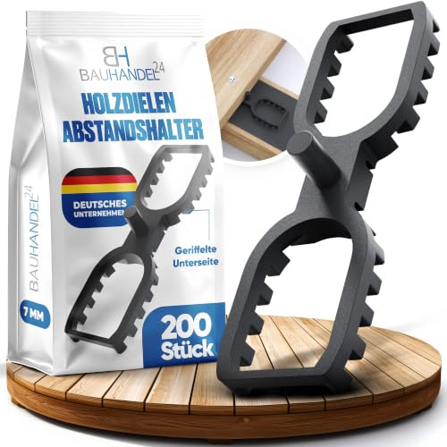 Bauhandel24-200 Stück Terrassendielen Abstandhalter 7 mm Fugenbreite, gleichmäßige Fugen bei Holzterrassen, Terrassenbau Distanzhalter