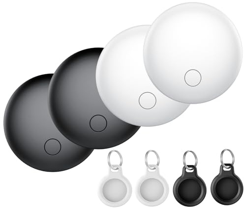Air Tracker Tag-4 Pack, Round tag Item Finder Works with Find My App (iOS Only), Luggage Tracker for Keys, Bags, Wallets, Replaceable Batteries, 100dB Loud Beep, Worldwide Tracking, IP67 Waterproof