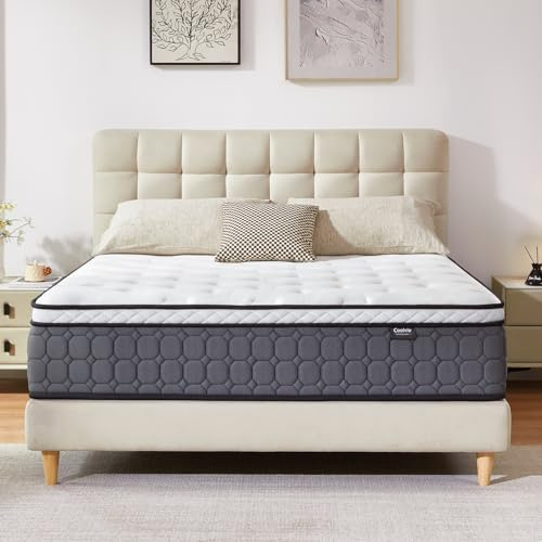 Coolvie Matelas 140x190 cm | 25 cm Epaisseur | Fermeté H3/H4 | Matelas 7 Zones Ressorts ensachés Hybride en Mousse à Mémoire de Forme | Certifé Oeko-TEX | Confort Respirabilité Antibactérienne