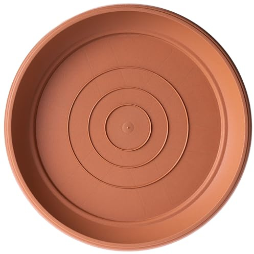 KADAX Sottovaso rotondo, diametro 25 cm, in plastica, per interni ed esterni, accessorio per vasi da fiori e piante (terracotta)