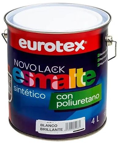 EUROTEX Novolack Esmalte Sintético Azul Luminoso Brillante 4 Litros Resistente a las Manchas para Interior y Exterior sobre Metal
