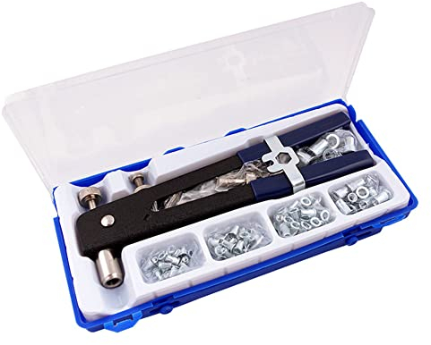 LSLANSOON 86 Pcs Rivet Nut Tool Kit, Hand Riveter Set with M3/M4/M5/M6/M8 Threaded Rivet Nut and Mandrel