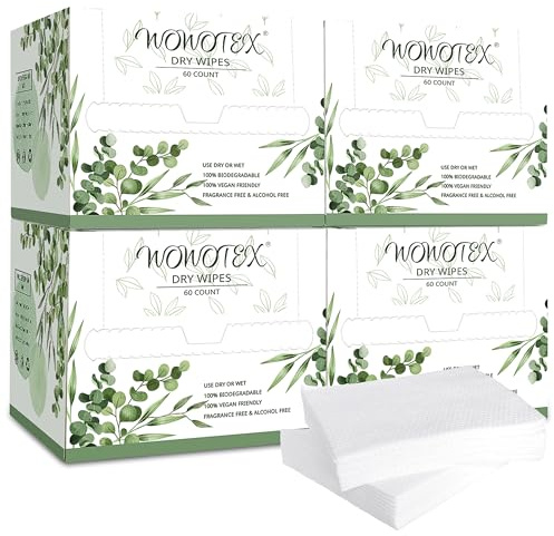 WOWOTEX Disposable Face Towels, Ultra Soft Thick Clean Facial Towels 4 Box
