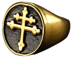 HCMA Croce di Lorena cattolica Giovanna d'Arco Anelli da uomo in acciaio al titanio Amuleto per uomo Fidanzato Biker Gioielli Creatività Regalo