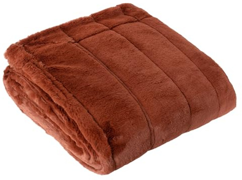 Paoletti Empress Kunstfell-Decke - weiche, elegante, schwere Decke für Bett oder Sofa (Rost - 130x180cm)