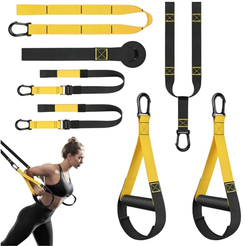 YFAZ Trainingsset für zu Hause, Suspensionstrainer mit verstellbaren Gurten für Ganzkörpertraining, inklusive Türanker und Netztasche für Fitnessstudio, Outdoor, Reisen