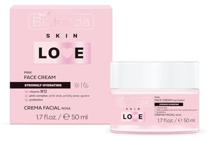 Bielenda SKIN LOVE Crème visage rose fortement hydratante pour le soin quotidien jour et nuit, 50 g