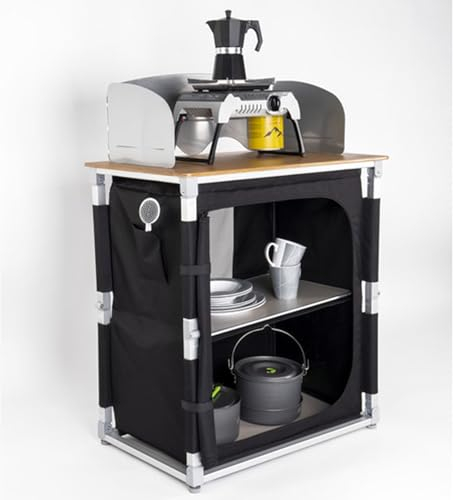 Campingküche Bamboo Quick MINI Campingschrank Mobile Camping Küche faltbar Reiseküche Küchenbox