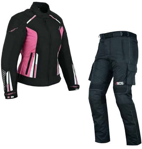 WMW WALI MOTO WEAR Damen Motorrad Textil Kombi Wasserdicht Damen Motorrad touring Kombi Motorrad Jacke und hose (PINK, L)