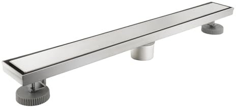 Gugxiom Pannello 2 in 1 Canaletta Doccia 304 SUS Acciaio Inox, Canalina per Il Drenaggio del Bagno e Della Piscina (Argento Spazzolato)
