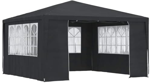 Emmtore Carpa Profesional para Fiestas con Paredes Gris 90 g/m² 4x4 m