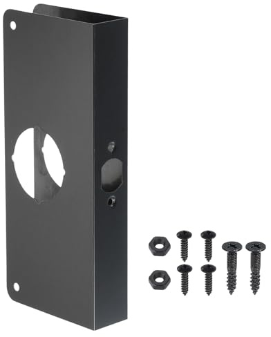 PATIKIL Plaque de renforcement de porte, 1 ensemble pour renforcer et réparer les portes de 1-3/8 d'épaisseur, taille 9 pour serrure, loquet, verrou, sécurité domestique, noir