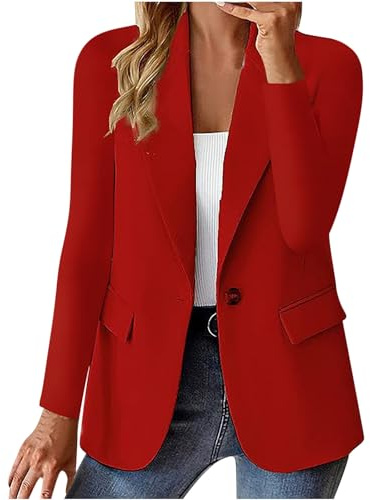 Genérico Blazer de Mujer Casual – Saco Largo de Manga Larga con Botón y Estilo Elegant