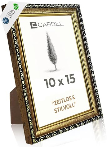 CABBEL fotoram CELI 10x15 cm guld – barock vintage ram antik stil – dekorativ ram med splitterfritt akrylglas – för foto, poster & certifikat – elegant för vardagsrum & kontor